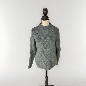 Urban Outfitters Fisherman Style Alpaca Wool Chunky Knit Sweater Green Gray